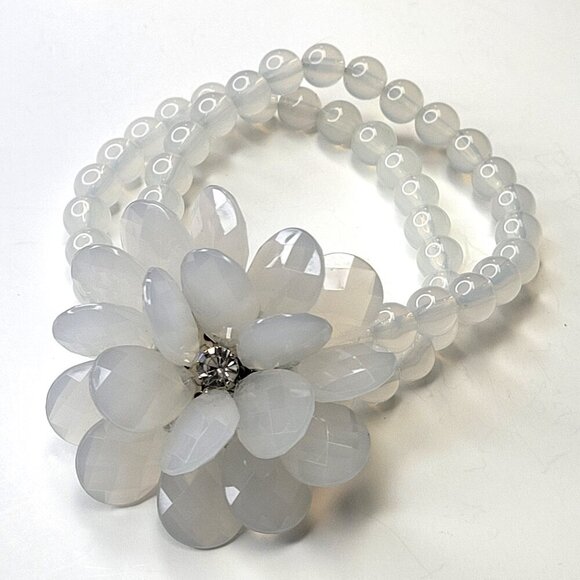 Fashion White Jade Stretch Bead Bracelet - Picture 1 of 15